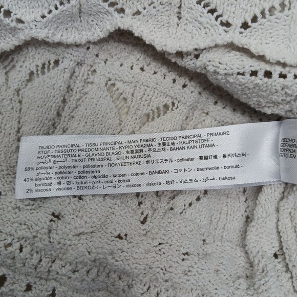 Zara Pointelle Ruffled Knit Top Sweater Size Small Ecru Cream Lace Trim Coquette - Picture 7 of 12